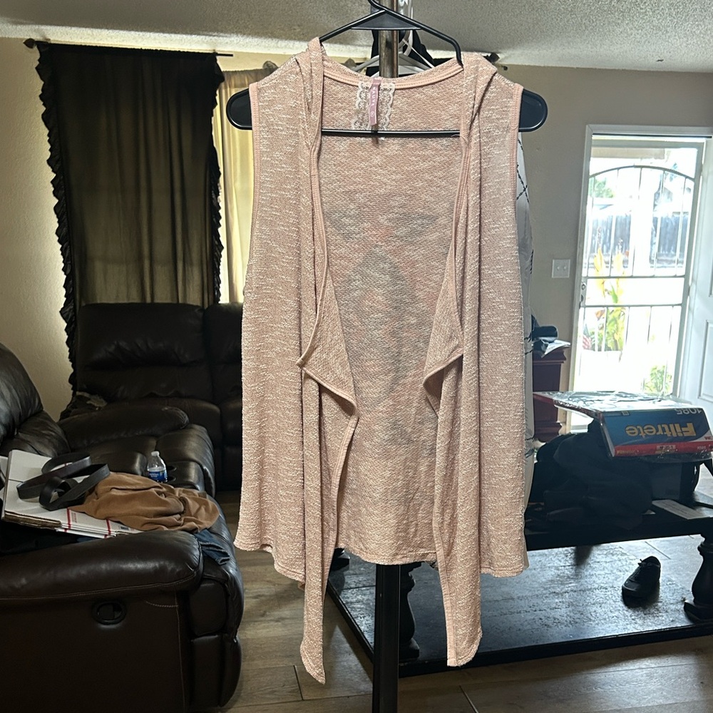 Mauve Light Pink Sleeveless Cardigan